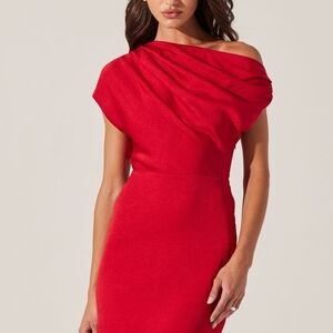 Astr One Shoulder Red Dress